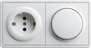 2-gang combination switch/SCHUKO socket outlet, Gira S-Color, pure white